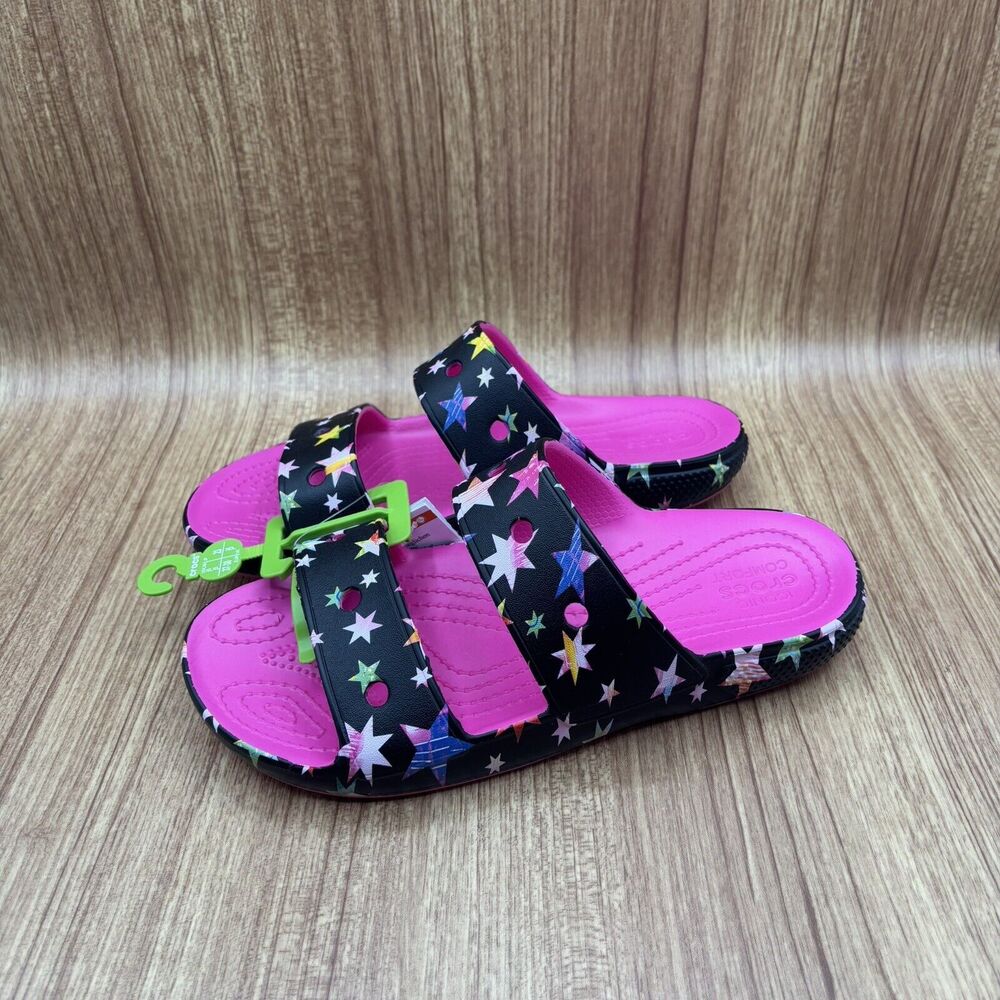 Crocs Classic Star Print Sandal Kids Multicolor Size Junior 5 Slides #979 - Picture 3 of 5